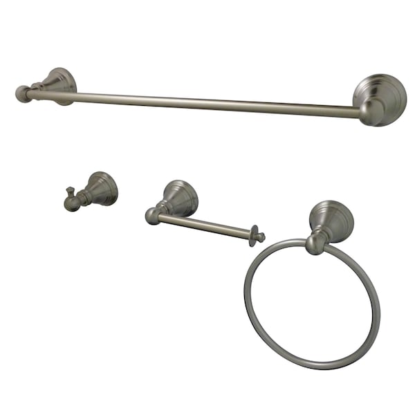 Kingston Brass 4-Piece Bathroom Accessory Set, Brushed Nickel BAHK192478SN - main
